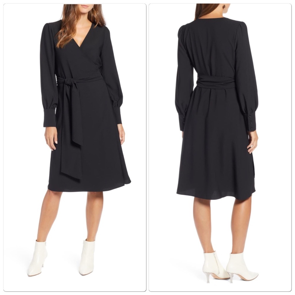Halogen Long Sleeve Wrap Dress